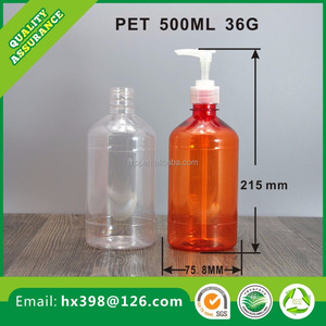 500 ml botellas <span class=keywords><strong>de</strong></span> PET transparente marrón con prensa loción cabezas - Product Image 1