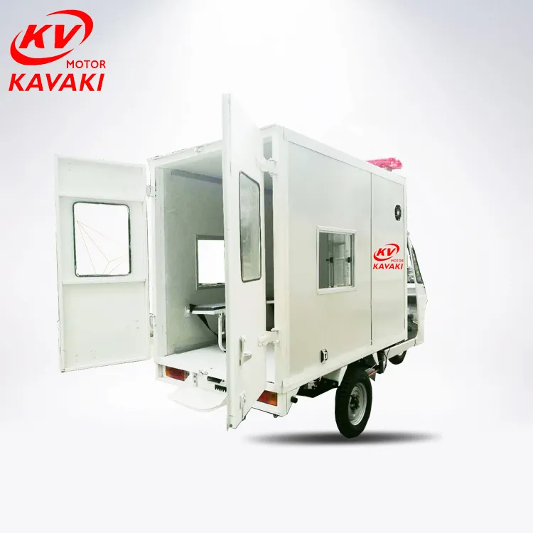 Quảng châu KAVAKI Xe Cứu Thương Ba Bánh Ba Bánh Xe Gắn Máy 250cc Loại Đóng Cửa