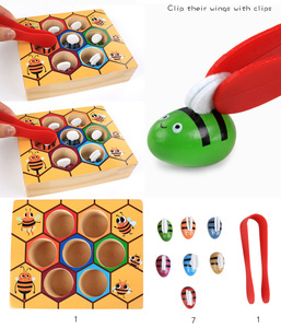 Kẹp Vui Vẻ Chọn Bắt Đồ Chơi Hive Ban Trò Chơi Montessori Ban Trò Chơi Gỗ Bee Đồ Chơi - Product Image 6
