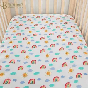 有机100% 纯棉竹棉布布布新生儿男婴女童婴儿床合身床单套装