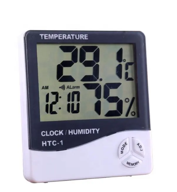 HTC-1 electrónico de temperatura y humedad medidor interior higrómetro pantalla grande alarma reloj higrómetro HTC-1