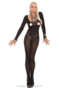 Quần Áo Ngủ Cho Phụ Nữ Foxy Babe Đục Dài Tay Áo Mở Đáy Bodystocking Sexy Phụ Nữ Crotchless Cơ Thể Stocking Đồ Lót Bodysuit - Product Image 3