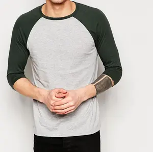 Oem Blanc Raglan 3/4 Manches T-shirt De Baseball Pour Hommes En Gros Pas Cher Personnalisé