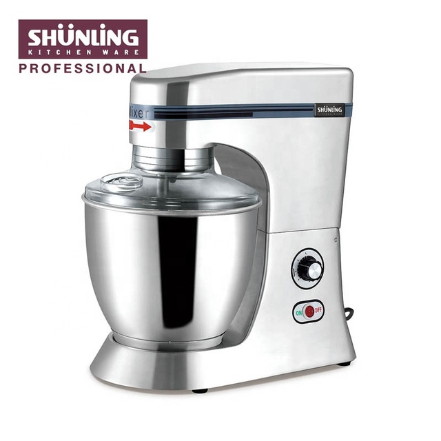 Industrial Electric Food Mixer & Blender with Stainless Steel Mixing Bowl 7L Capacity Commercial Use Dough Hook 3-Speed