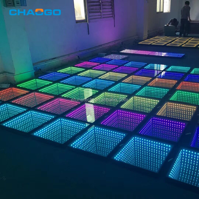 DMX Led Light up Nightclub Disco Stage Infinitely Dance Floors Illuminated Mirror Interactive Energy Floors