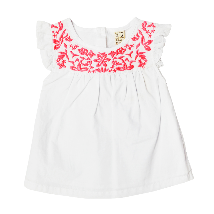 Little Girl Breathable Sleeveless Embroidered Baby Girl Top
