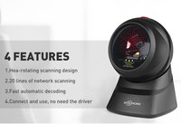 Scanner de codes à barres laser 1D omnidirectionnel à haute efficacité Interface USB de bureau de supermarché Utilisation de magasin mobile Lumière A4 stockée