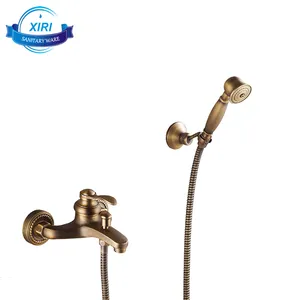 批发黄铜古董拉丝浴缸龙头与手工淋浴欧式淋浴套装 XR-GZ-8301