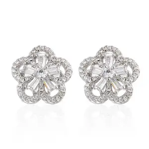 Mới Nhất Thiết Kế Bông Tai Thời Trang Cz Kim Cương Hoa Stud Earrings