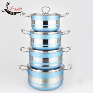 Kitchen Accessories blue color 8PCS super capsule bottom cookware