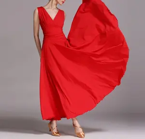 Bodycon Dresses 2022 Arrival Flamenco Costumes Chorus Spanish Waltz Ballroom Latin Dance Dresses Red for Women