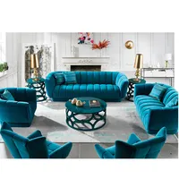 2 gün içinde teslim modern mavi lüks chesterfield kanepe oturma odası salon mobilyası koltuk takımı kanepe sandalye ile