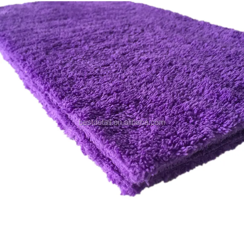 Paño de limpieza suave morado, felpa 16x16, 350g/m², toalla de microfibra sin bordes para coche, pulido automático, lavado, pulido