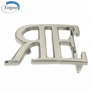 Sıcak satış döküm gümüş kaplama özel marka mektup logosu Metal kemer tokaları