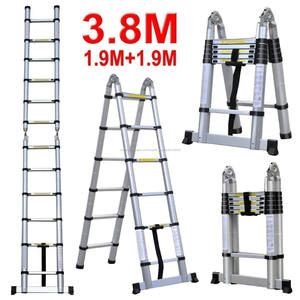 Escalera telescópica de 15 metro, 3.8 M (15.5FT)/<span class=keywords><strong>3.</strong></span><span class=keywords><strong>2</strong></span> M (12.5FT) EN131-6 bisagras escalera telescópica con heavy duty 150kgs - Product Image 5