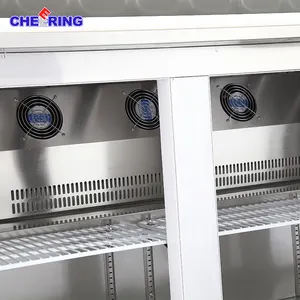 Peralatan Dapur penjualan panas 3 Pintu Kulkas Stainless Steel Meja kulkas pizza Prep kontra chiller