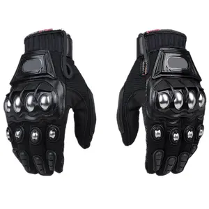 Alloy steel knuckle motorcycle gloves with full hand protection/ plastic gloves motorcycle with anti-slip silicone palm