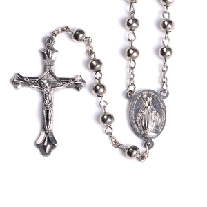 <span class=keywords><strong>Collana</strong></span> Rosario Cattolica con Perline Rotonde in Lega di <span class=keywords><strong>Ferro</strong></span> a Croce, Vendita all'Ingrosso - Product Image 1
