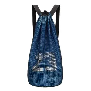 Football basketball training drawstring backpack with mesh outside