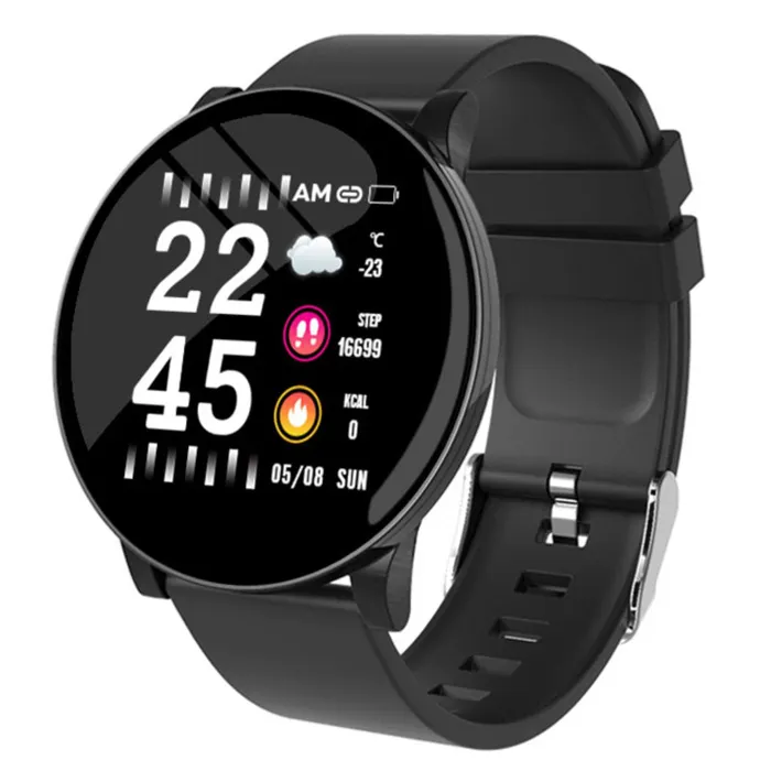 Hot Selling Fashion Man Vrouwen Ronde Screen Hartslag Bloeddrukmeter Waterdichte Smartwatch W8