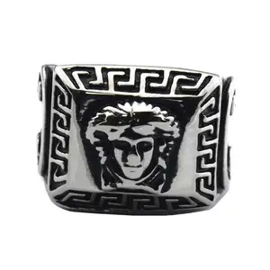 Custom Casting Cool boy and girl gift Stainless Steel Punk Vintage Retro pharaoh Head Finger Rings for Bless and Protect