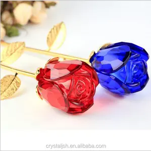 Quartz Crystal Glass Rose Bunga miniaturas Handmade DIY Kristal kerajinan pernikahan dekorasi rumah aksesoris hadiah Souvenir