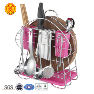 โรงงานขายส่งสแตนเลส chrome ฟรียืนโลหะช้อนมีดผู้ถือ - Product Image 1