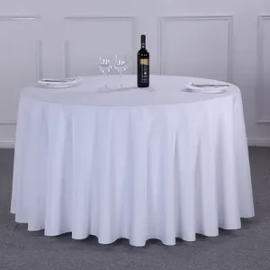 100% Polyester Plain White Banquet Round Table Cloth Đối Với Khách Sạn Và Nhà Hàng