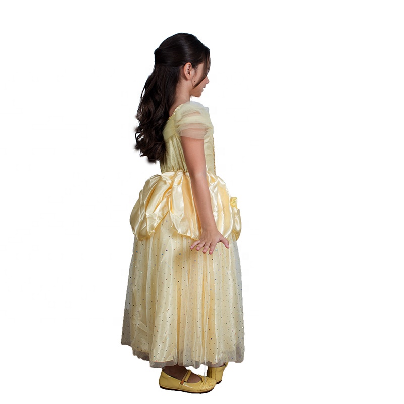 Girl 3-12 Years Princess Kids Retro Satin Bow Mesh Sequined European Princess Dress