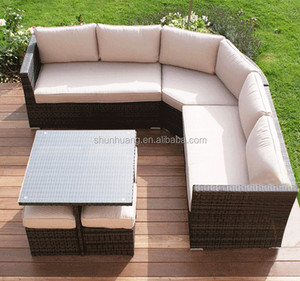 ชุดโซฟาเครื่องจักสานพร้อมออตโตมัน4ชิ้นทำจากหวาย PE - Product Image 4