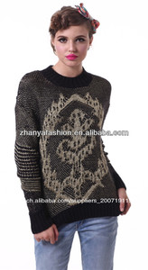 Dame. 2013 chaude motif jacquard <span class=keywords><strong>pull</strong></span> <span class=keywords><strong>pull</strong></span> métallisé filament - Product Image 2