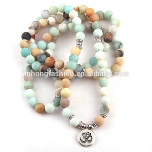 <span class=keywords><strong>Bracelet</strong></span> en pierre naturelle pour femmes, bouddha, <span class=keywords><strong>lotus</strong></span>, croix, cœur, OM, hommes, <span class=keywords><strong>bracelet</strong></span> en Amazonite mate, Yoga, collier Mala, 8mm, 108 - Product Image 6