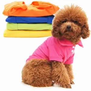 子犬猫夏無地ポロシャツペット服コットンドッグTシャツ