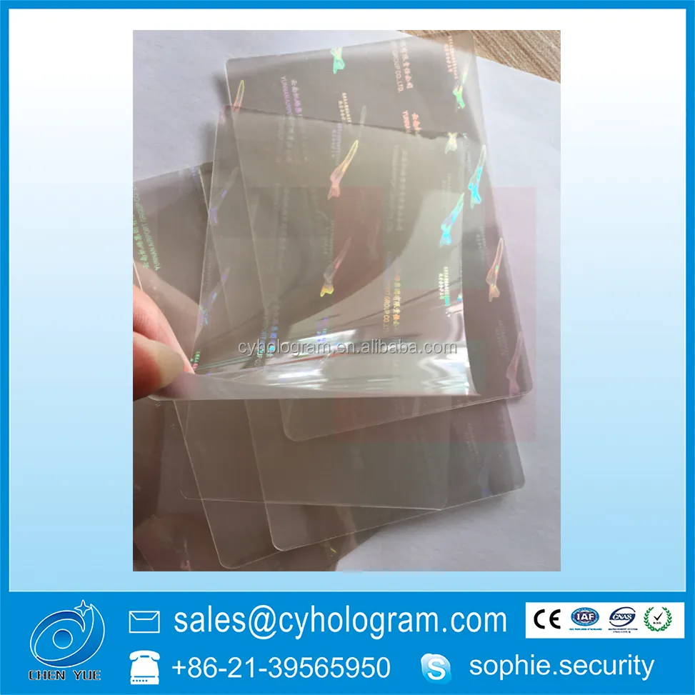 Film de poche holographique transparent, de type brillant, stratifié, pour cartes de visite