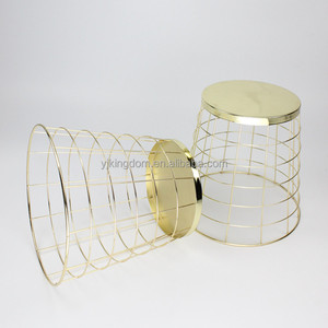 <span class=keywords><strong>Cestino</strong></span> per Rifiuti in Filo Metallico Placcato Oro Rotondo 550-36 per Forniture da Ufficio - Product Image 1