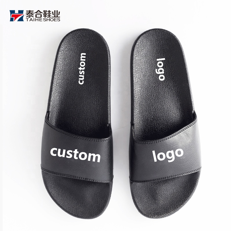 Print Slipper Flat Casual Shoes Genuine Leather Custom Made Print Slide Slippers