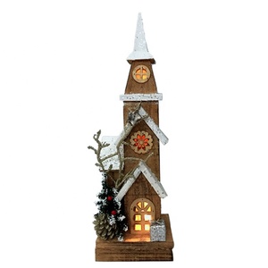 Casa de Iglesia de Madera con Luces LED para Decoración Navideña de Interior, Artículo Navideño al <span class=keywords><strong>por</strong></span> <span class=keywords><strong>Mayor</strong></span> - Product Image 4