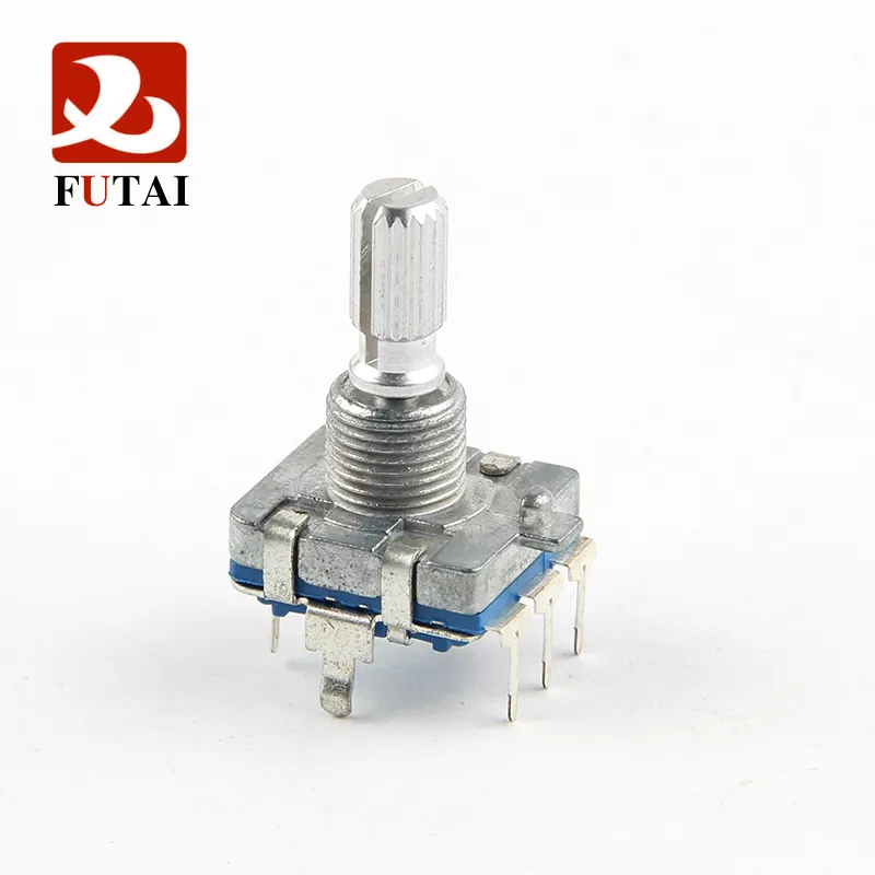 Futai EC16 Series UKURAN 16Mm Enkoder Putar Batang Logam Inkremental Tipe 16Mm dengan Sakelar dan Bushing