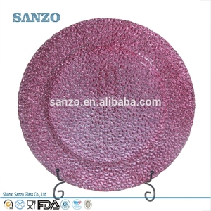 plato de vidrio manualidades rociado plato de frutas de color rosa - Product Image 1