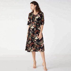 Maxi impreso Casual Kitenge diseños suelto cuello en V venta al por mayor <span class=keywords><strong>de</strong></span> las <span class=keywords><strong>mujeres</strong></span> <span class=keywords><strong>africanas</strong></span> vestido bohemio - Product Image 3