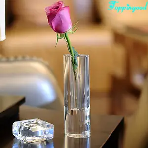 Elliptic Cylinder Crystal Flower Vase For Wedding Souvenir