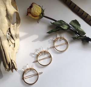 Barrettes en Quartz transparent, épingles à cheveux en pierre de Quartz brut, épingles à cheveux de mariage - Product Image 1