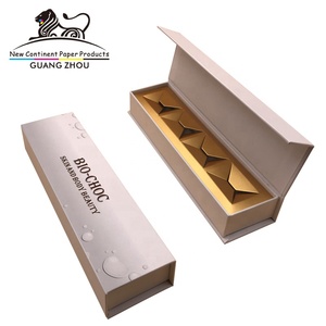 Luxury Packaging white elegant Magnetic Chocolate Boxwith gold card insert for chocolate packaging