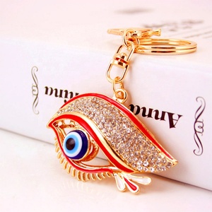New Fashion 10cm Blue Evil Eyes Gold Keychain Rhinestone Crystal <strong>Key</strong> Chain Hollow Out <strong>Key</strong> <strong>Ring</strong> for Women <strong>Men</strong> Jewelry - Product Image 3