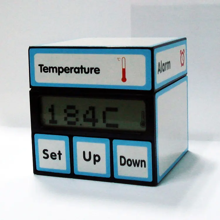 Relógio despertador manual de temperatura de quatro lados