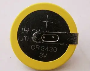 Button cell 3v battery cr2430 with solder tabs or pins