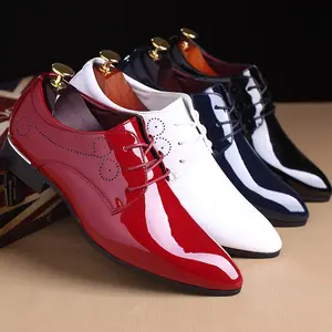 SS00012-zapatos de vestir formales blancos para hombre, zapatos informales de encaje de cuero, venta al por mayor, 2023