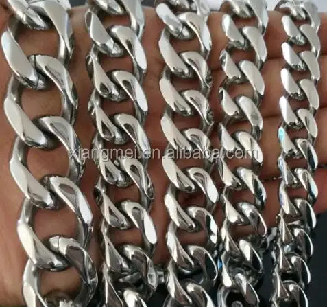 Stainless steel six facet cut curb chain thick jewelry chains