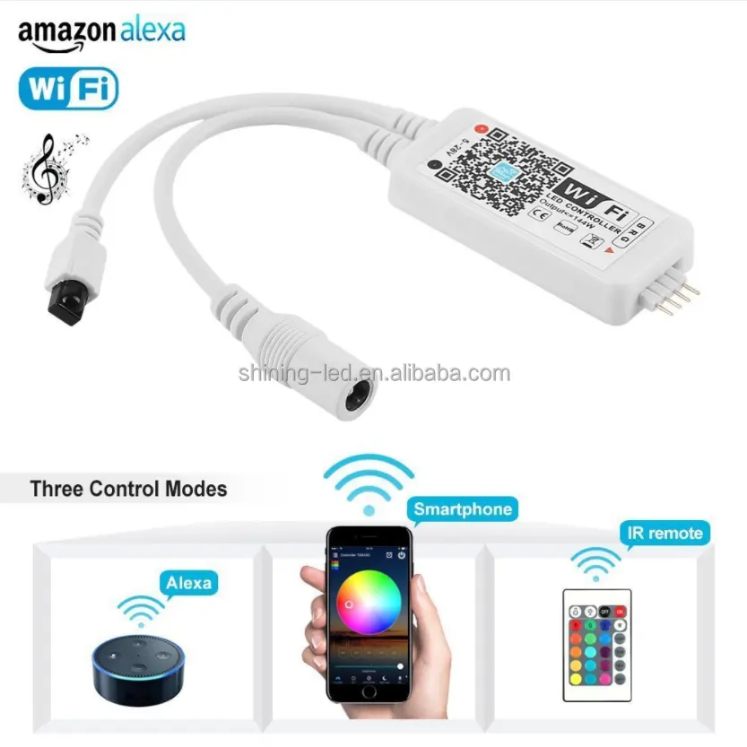 Strip Light RGBW RGB+CCT DC 12V-24V IR Mini Remote Work with Smart Phone APP Google Home Alexa Wifi Magic Home LED Controller