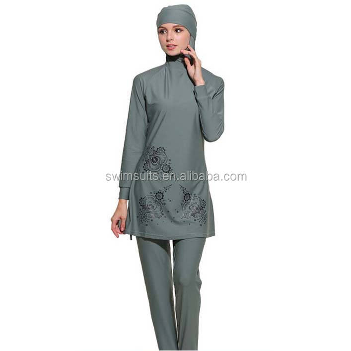 Low Moq Professional Islamic Modest Swimwear Women Full Covered Muslim  Swimsuit Full Body Bathing Suit with Hijab Cap